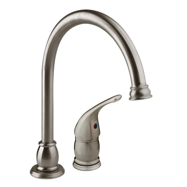 Dura Faucet DESIGNER PEDESTAL GOOSE NECK RV KITCHEN FAUCET - BRUSHED SATIN NICKEL DF-NMK301-SN - main